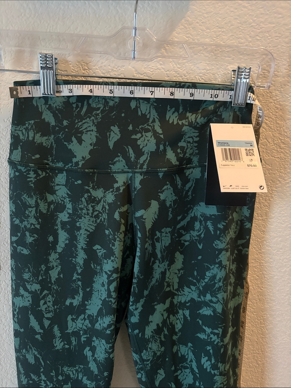 Nike womens Black Leggings with Teal Abstract Print